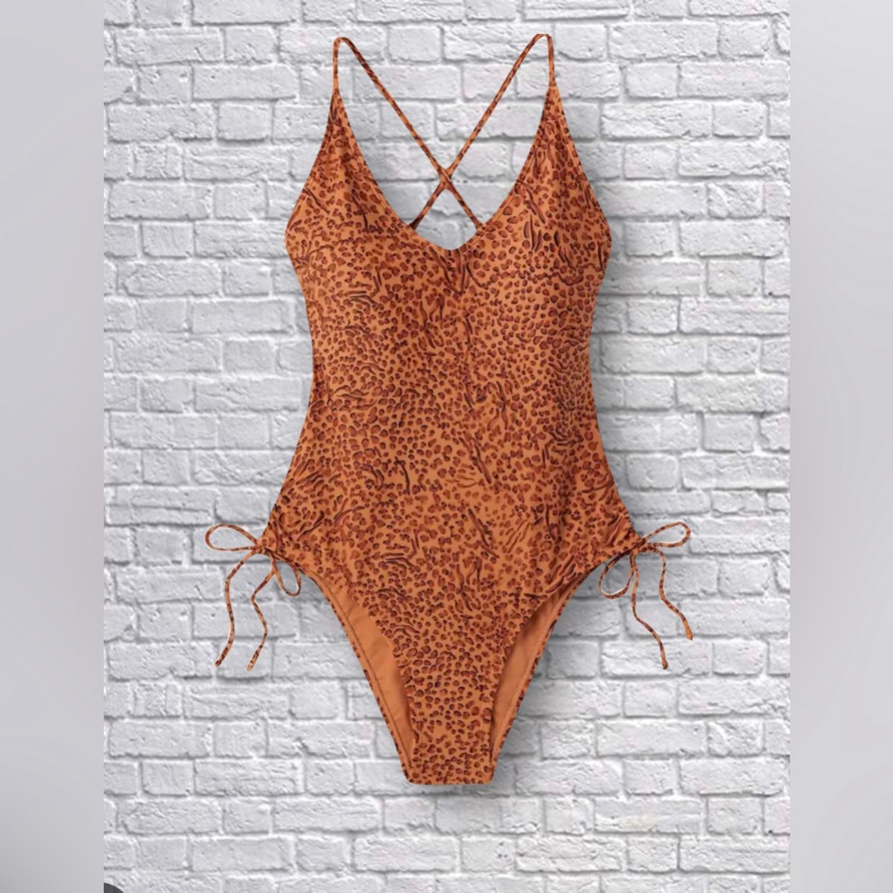 Shade & Shore Side-Tie Plunge One Piece Swimsuit— Animal Print